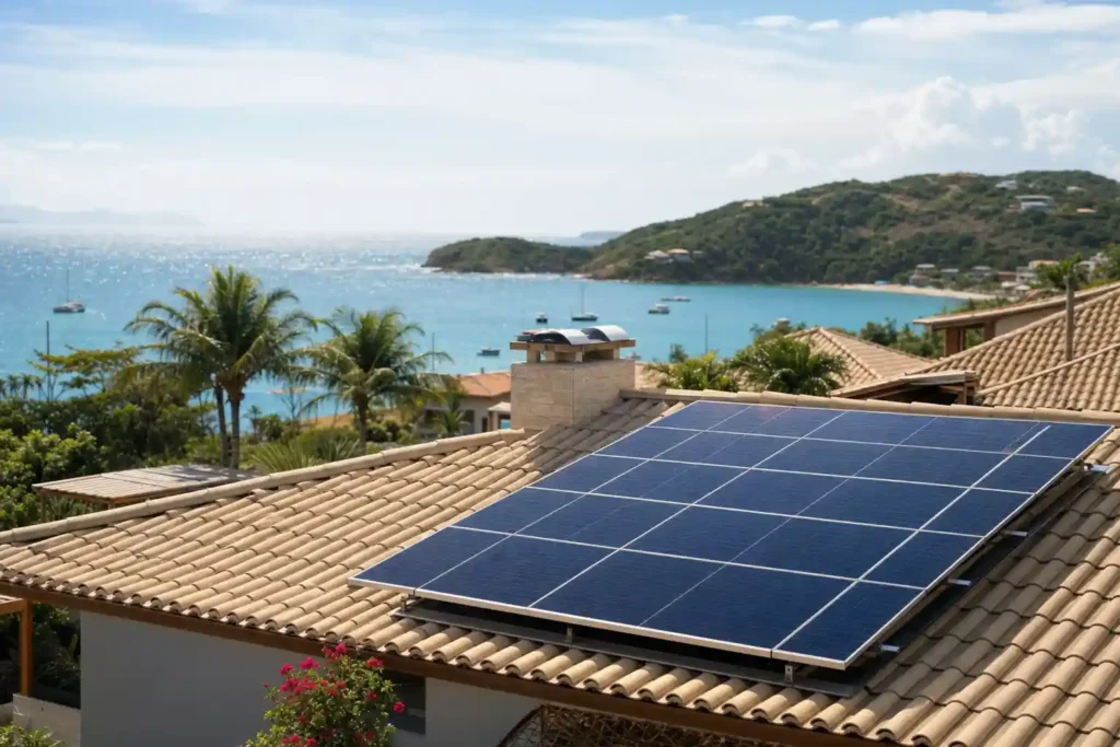 Energia solar em casas de praia em Búzios: economia e valorização